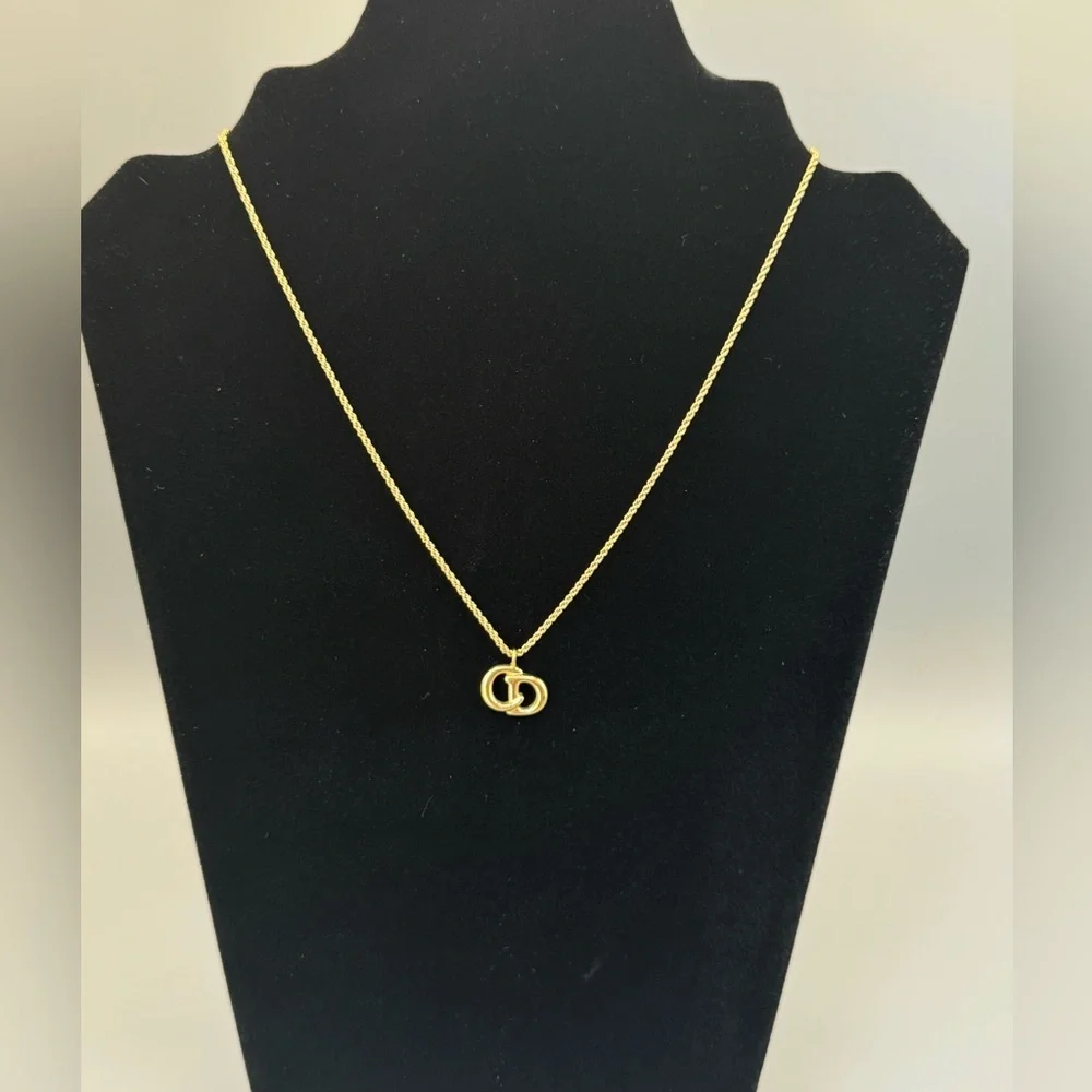 Vintage Christian Dior CD Logo Necklace – Gold-Tone Rope Chain – Made in Germany - Picture 3 of 9